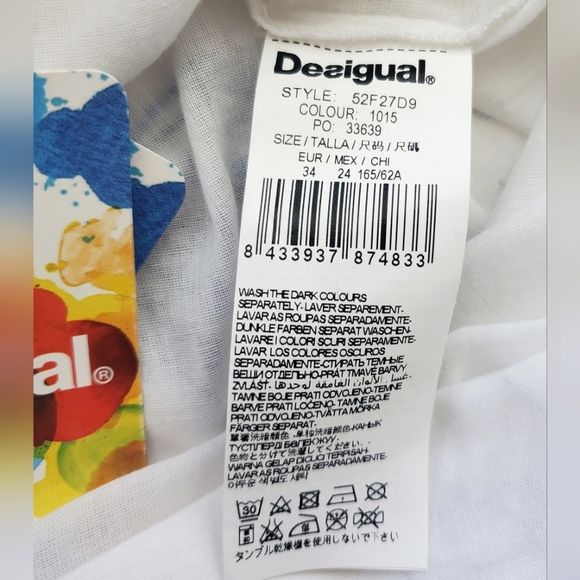 NWT Desigual Embroidered Butterfly Swing Flouncy Flowy Skirt White Blue Size S - Picture 12 of 16